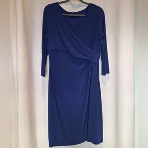 Ralph Lauren Black Label Royal Blue Long Sleeve Midi Dress Size 14